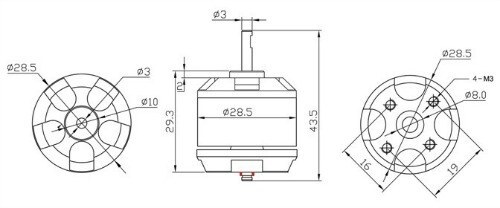 emax xa2212 820 kv multirotor fırçasız motor boyutları